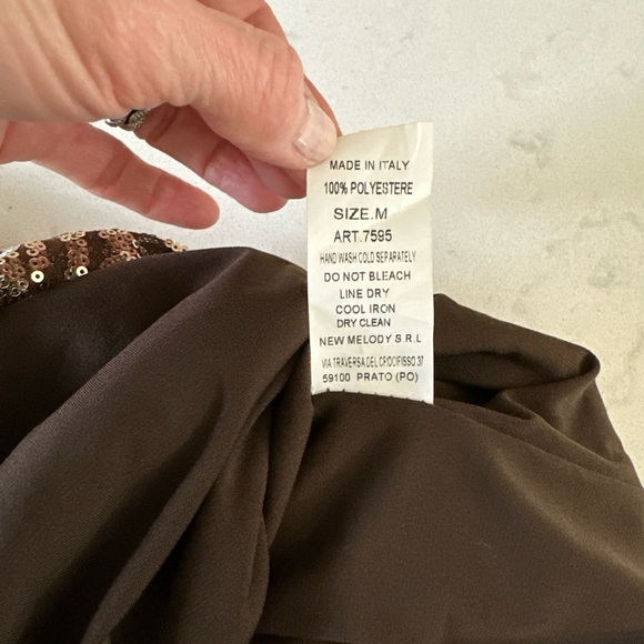 NWT Carla Conti Evening Party Dress Embroidered Flowers Brown Size Made In Italy - Picture 9 of 10